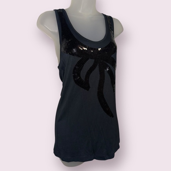 NWOT Miley Cyrus & Max Azria Sequin Tank Top - Black Sleeveless Style, Size L - Picture 5 of 7